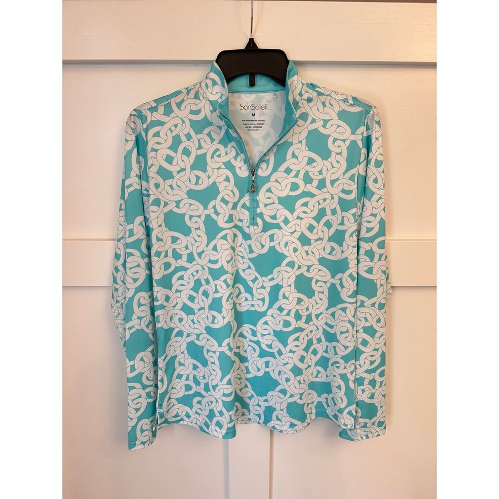 SanSoleil aqua knotted‎ print medium pullover